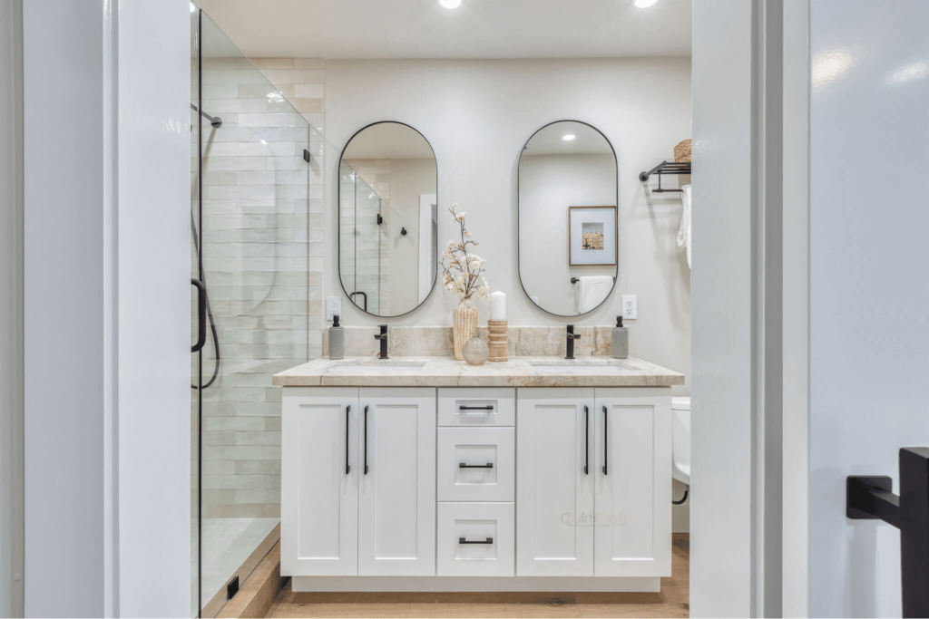 Bath Cabinets for His And Her Vanity Spaces - 405 Cabinets & Stone