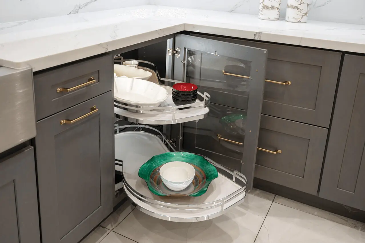 Innovative corner systems let you maximize storage in hard-to-reach corner cabinets