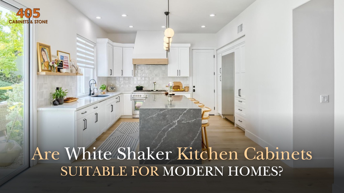 Modern White Shaker Kitchen Cabinets - 405 Cabinets & Stone