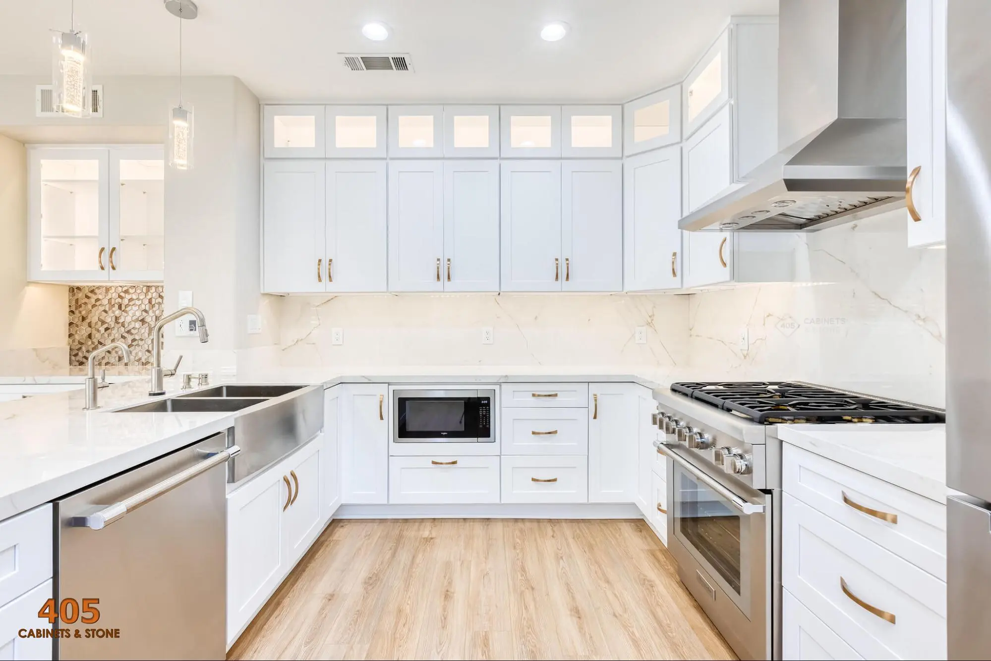 Stunning White Kitchen Cabinets with Stainless Steel Appliances image1