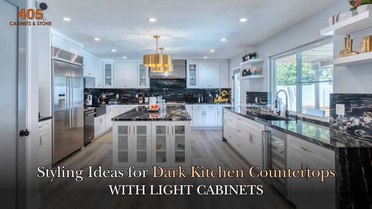 So, how do you know if a dark kitchen countertop with light cabinets is the right style combination for your kitchen?