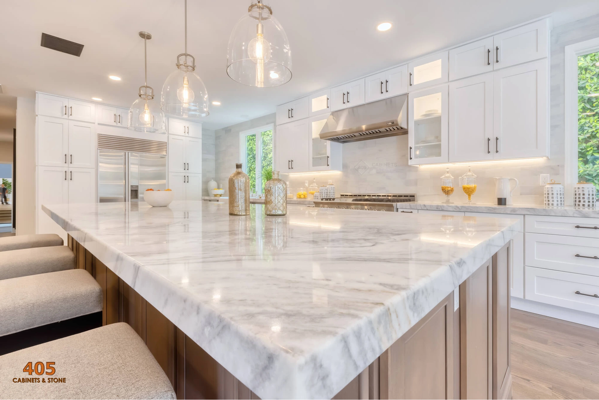 two tone white and wood kitchen cabinets image1