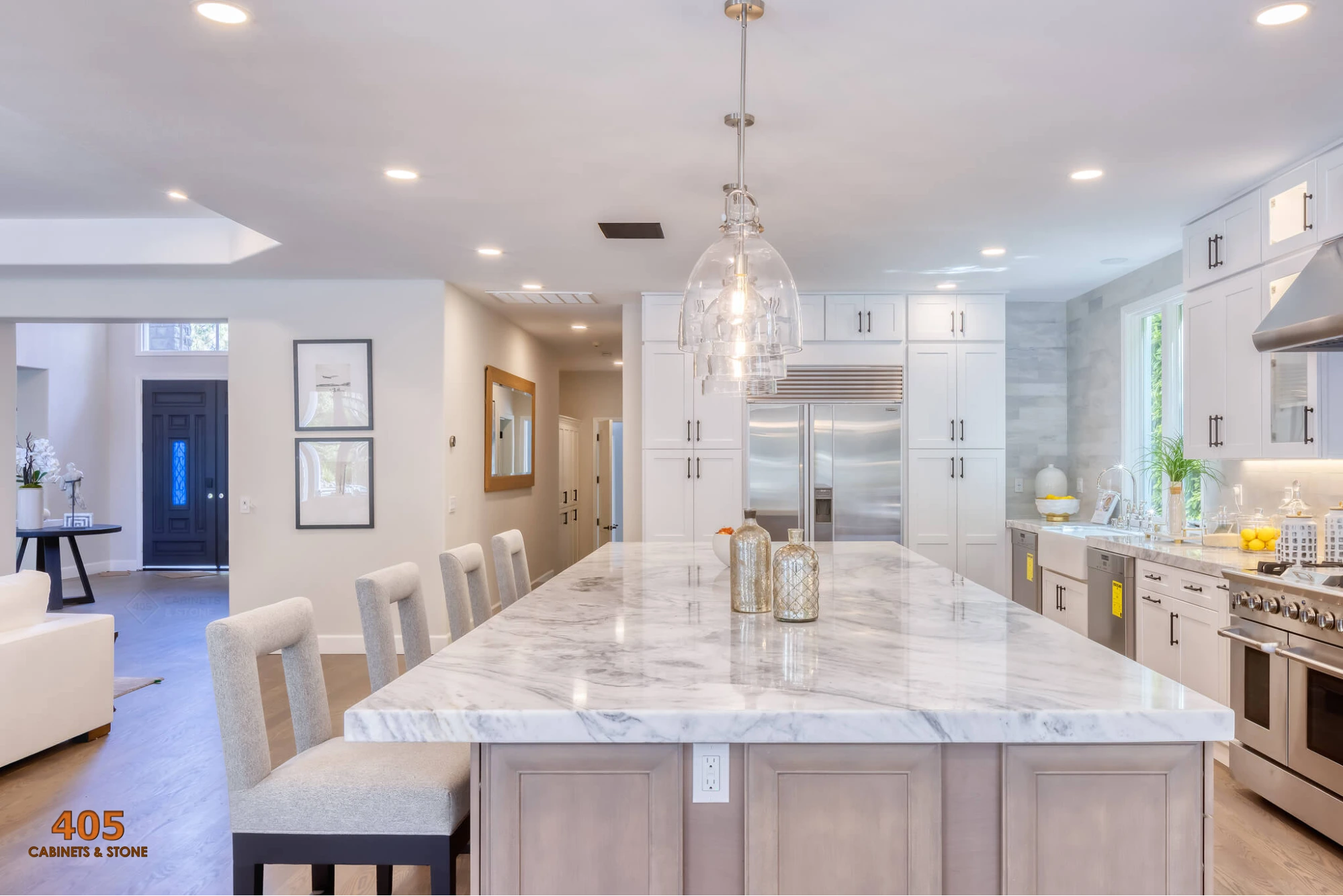 two tone white and wood kitchen cabinets image4