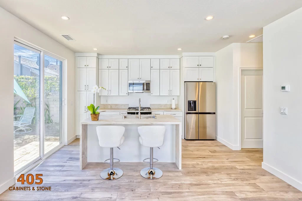 Choosing waterfall kitchen islands for small kitchens can be a great option!