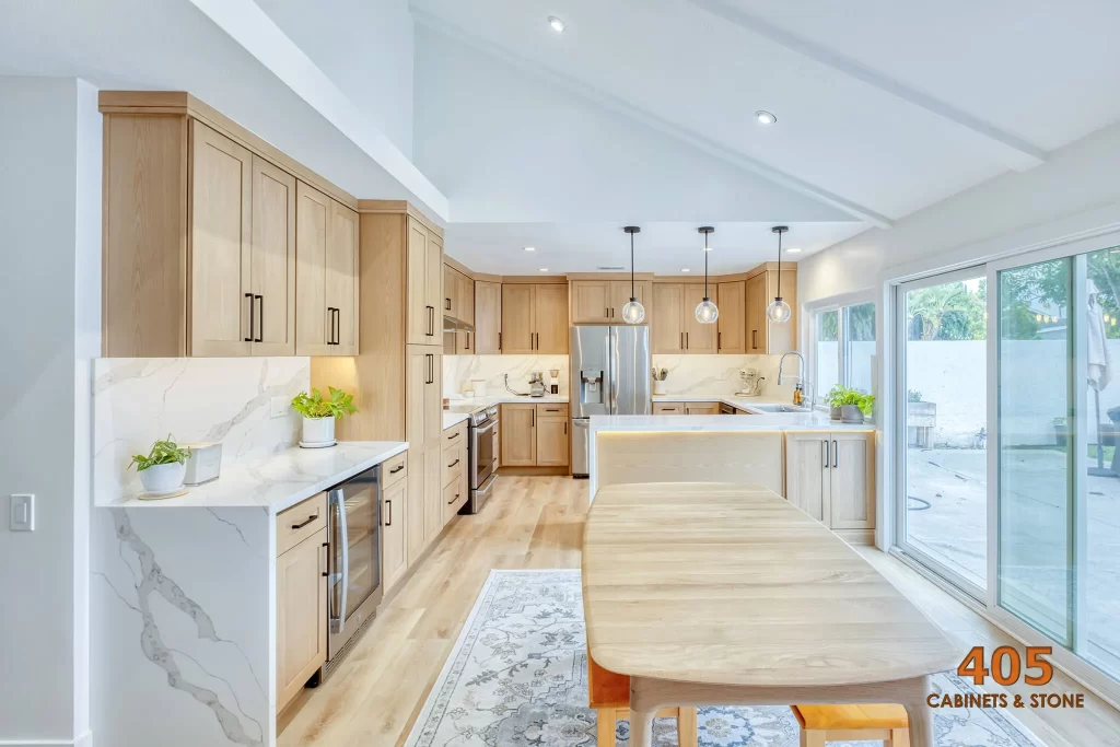 a long kitchen design