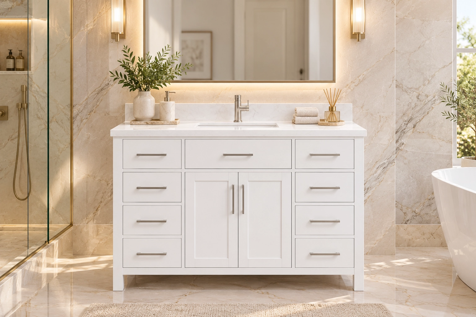 54 inch white vanity aspen