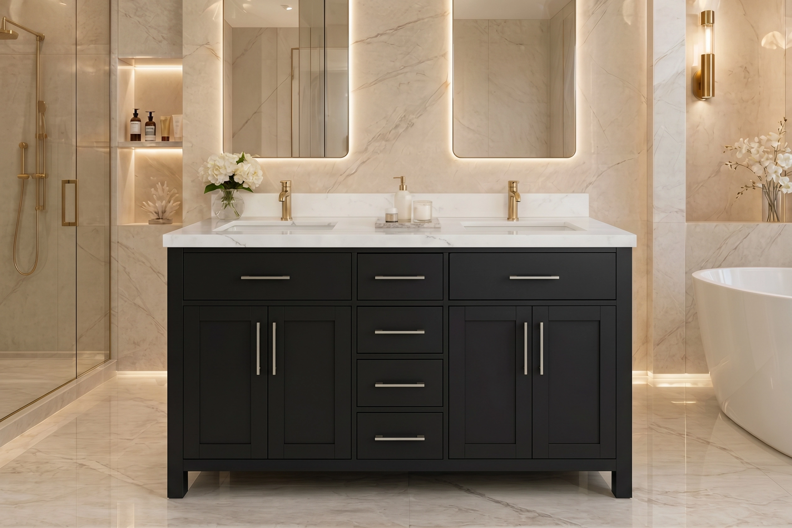 Aspen 60 inch double sink vanity