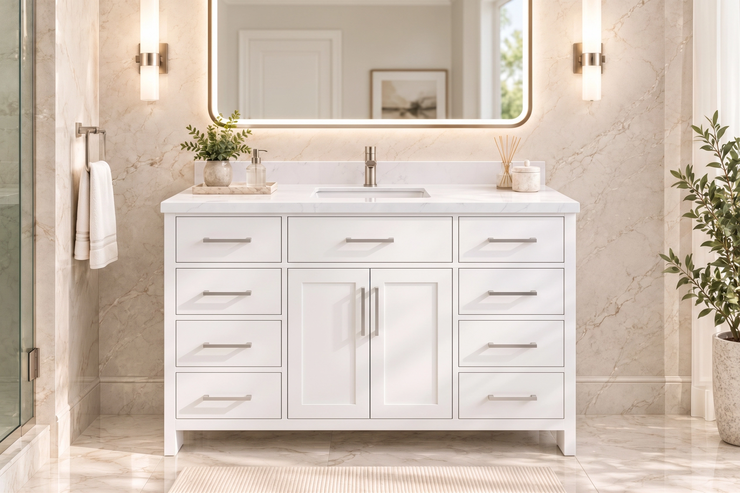 Aspen 60 inch white single sink vanity