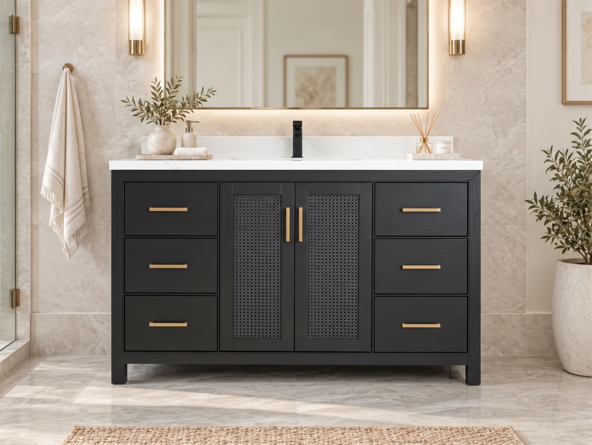 maui 60 inch single sink raven oak color