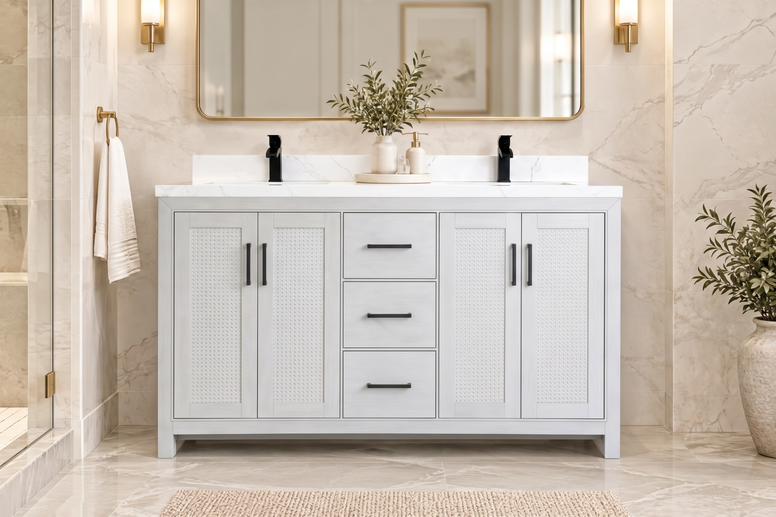 maui double sink vanity 60 inch chalk oak