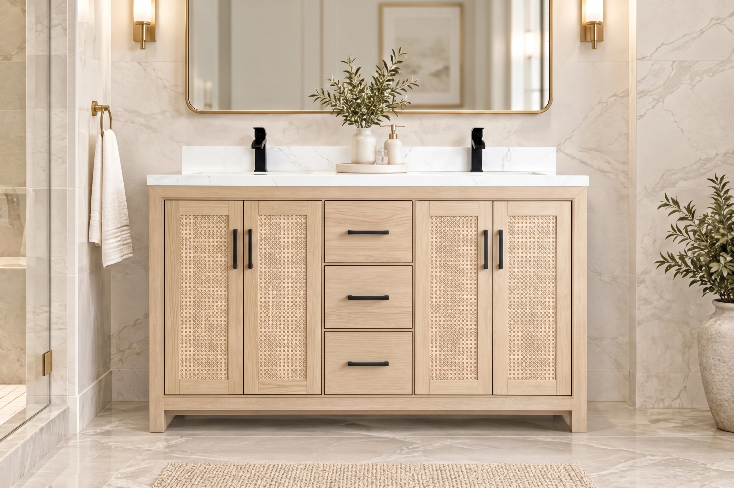 maui double sink vanity 60 inch milk oak